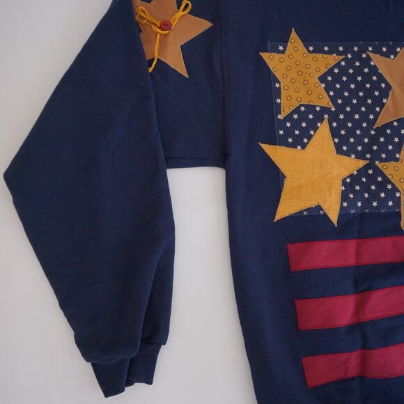 Vintage Jerzees Navy Americana Flag Sweatshirt Retro 90s Indie Sleaze XL - Picture 6 of 9